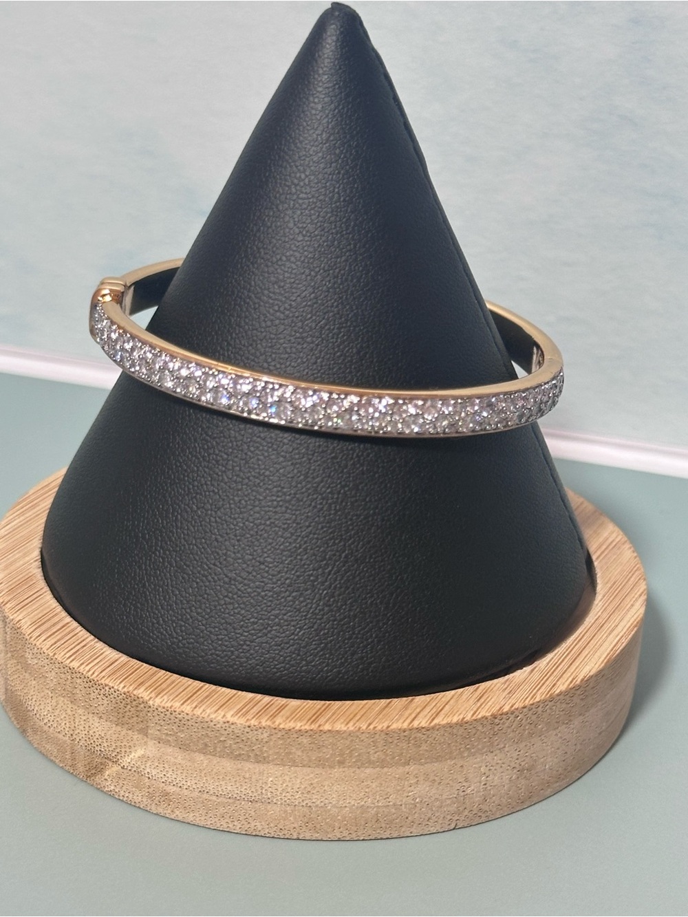 Gold-Plate Crystal Pave Bangle Bracelet - Gold